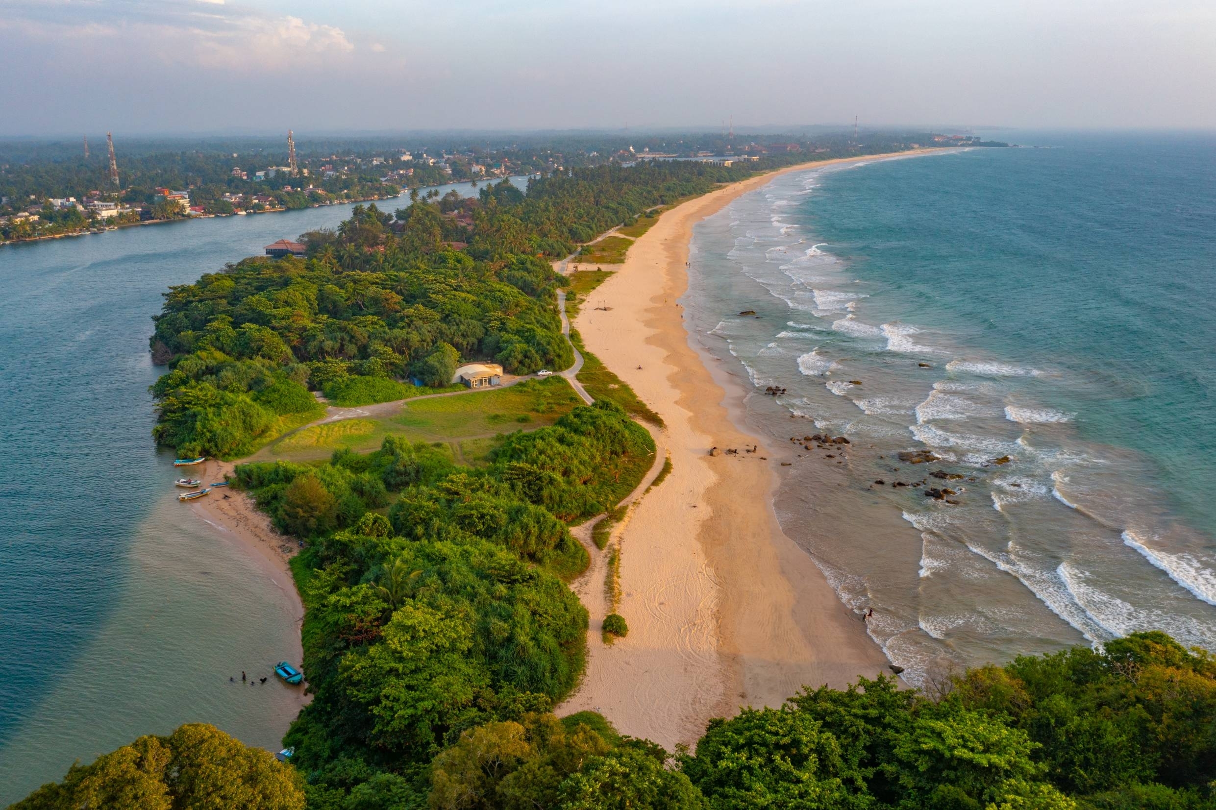 Aerial,View,Of,Bentota,Beach,And,The,Secret,Island,,Sri