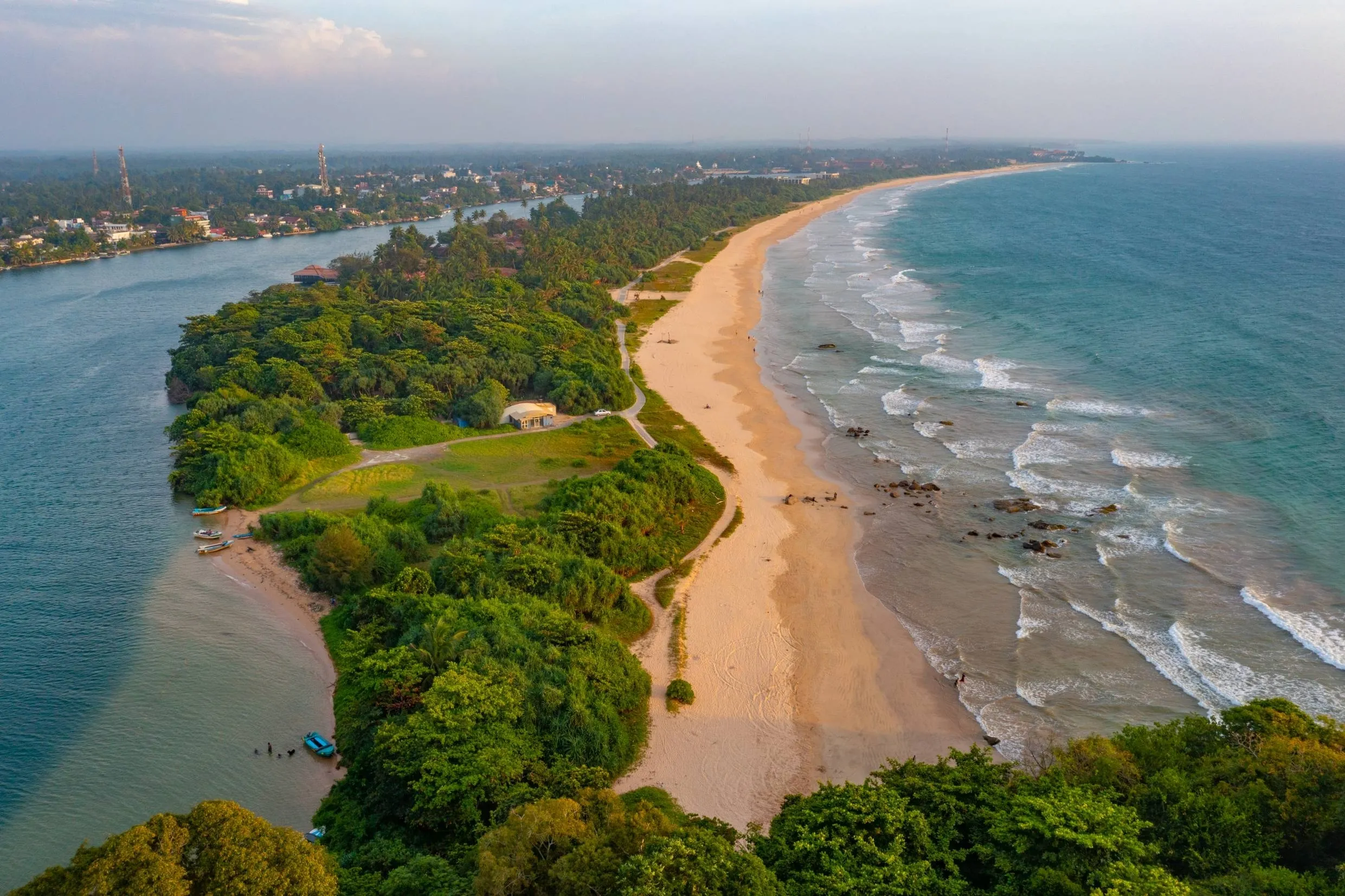 Aerial,View,Of,Bentota,Beach,And,The,Secret,Island,,Sri