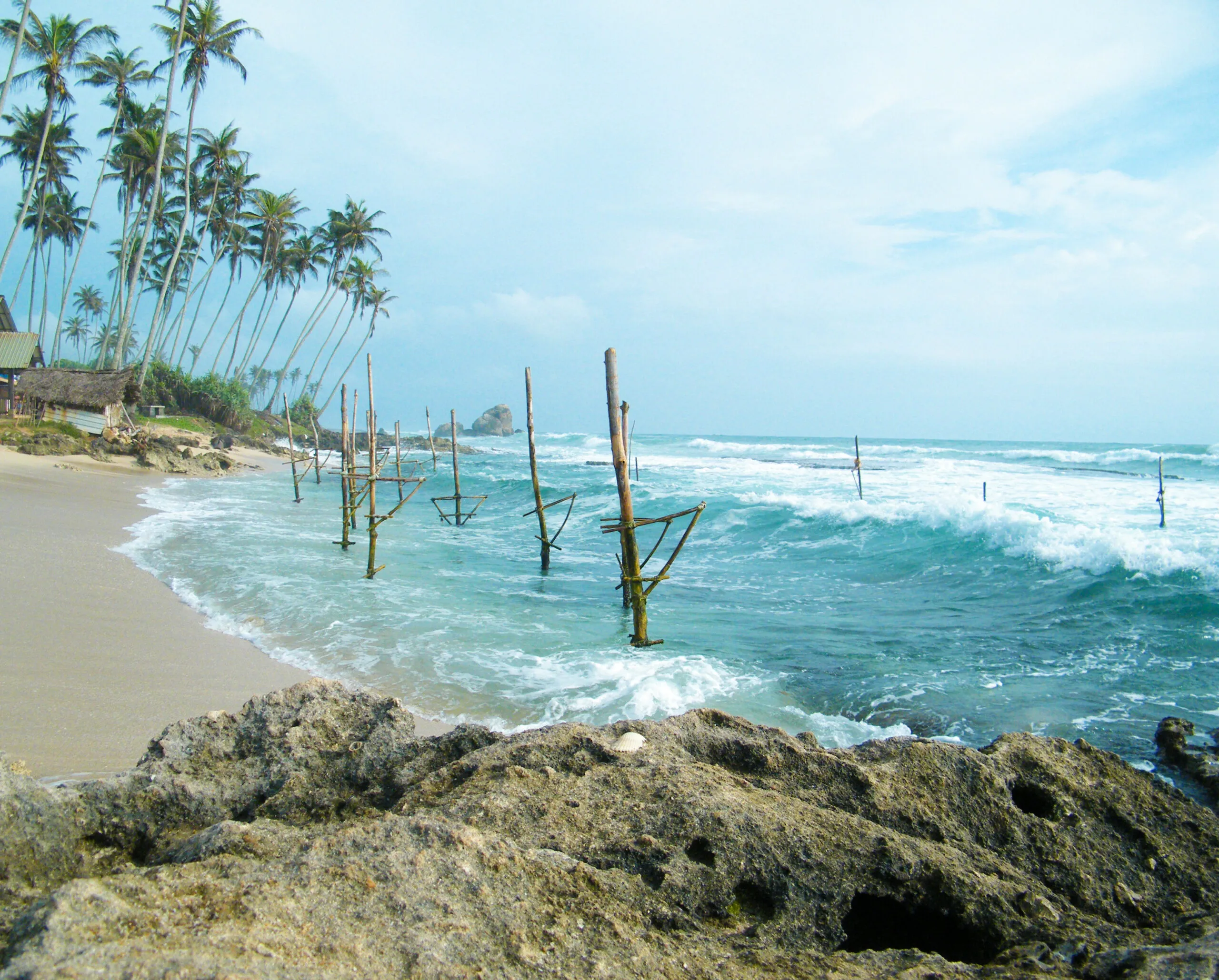 View,Of,Beach,,Sri,Lanka.,Hikkaduwa's,Beach,Popular,Tourist,Destination.