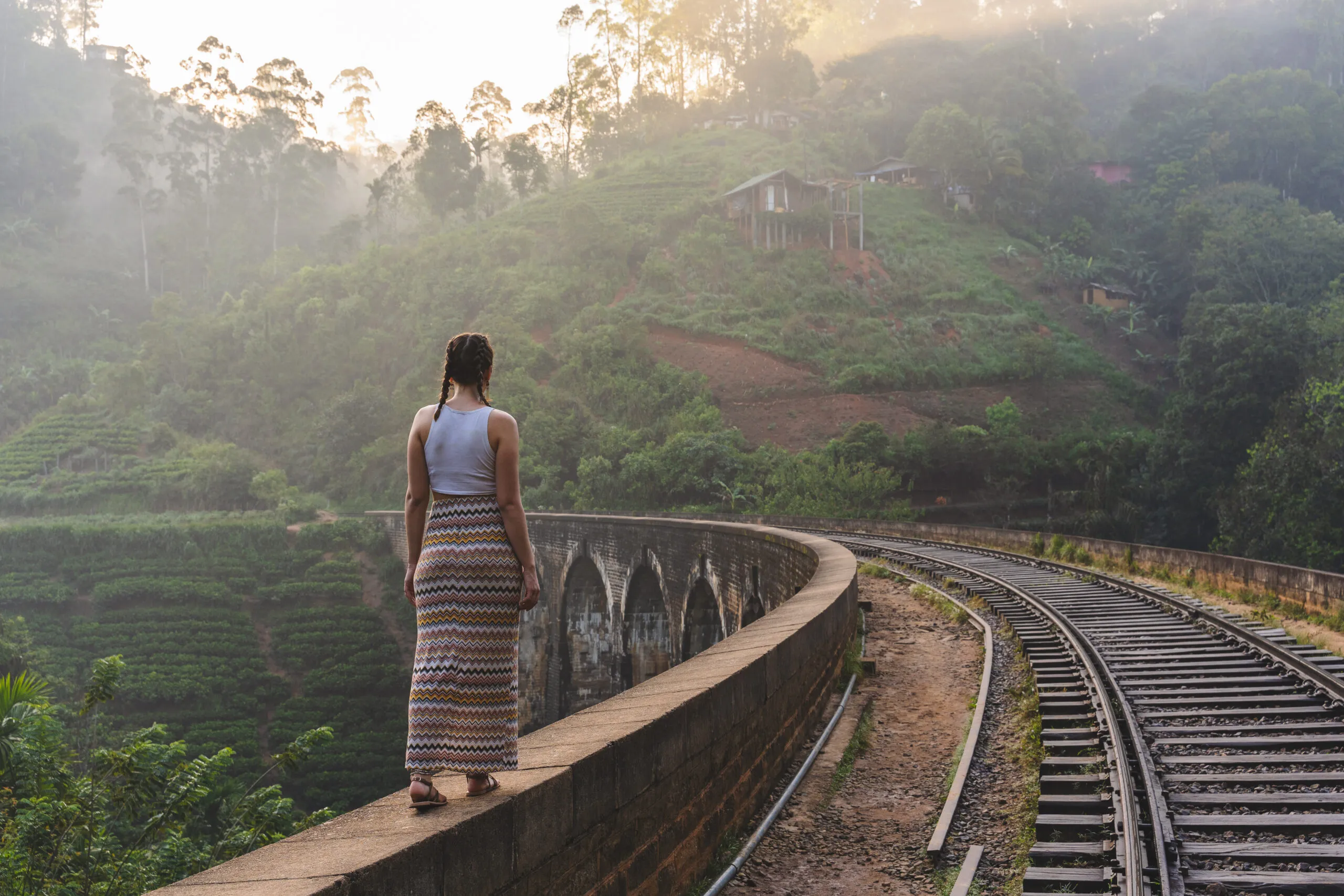 Woman,Walking,On,The,Demodara,Nine,Arches,Bridge,The,Most